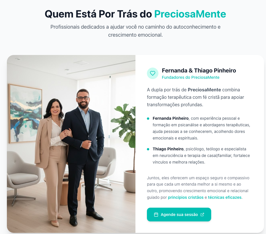 Quem está por trás do PreciosaMente - Fernanda e Thiago Pinheiro